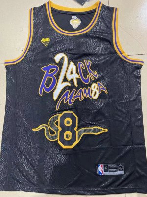 NBA Front 8 Back 24 Bryant Lakers snake pattern Maillot noir